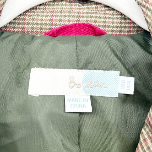 Boden Womens Winter Plaid Houndstooth Snap Feather Down Puffer Jacket Size 4 - Picture 5 of 7